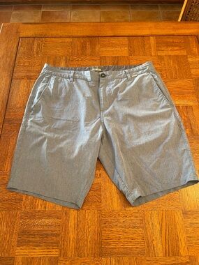 Linksoul Men's Heather Blue Flat-Front Shorts 33